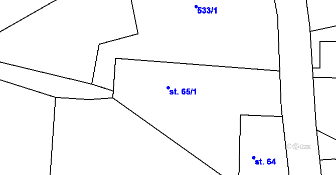Parcela st. 65/1 v KÚ Rožmitál, Katastrální mapa