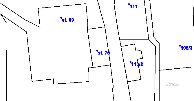 Parcela st. 70 v KÚ Rožmitál, Katastrální mapa