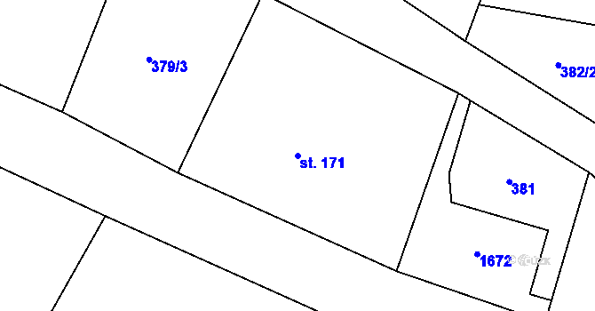 Parcela st. 171 v KÚ Rožmitál, Katastrální mapa