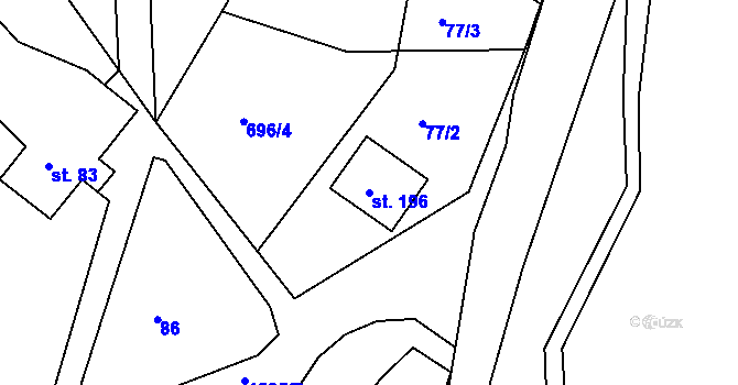 Parcela st. 196 v KÚ Rožmitál, Katastrální mapa