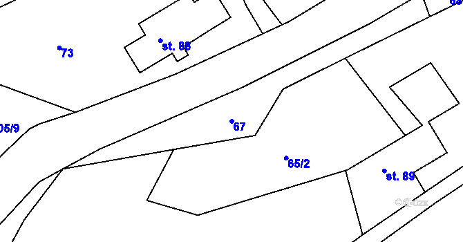 Parcela st. 67 v KÚ Rožmitál, Katastrální mapa