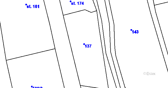 Parcela st. 137 v KÚ Rožmitál, Katastrální mapa