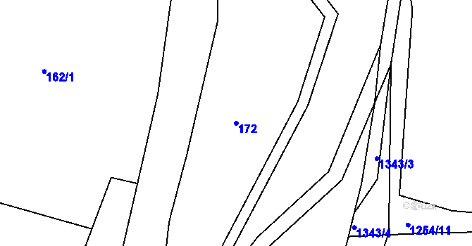 Parcela st. 172 v KÚ Rožmitál, Katastrální mapa