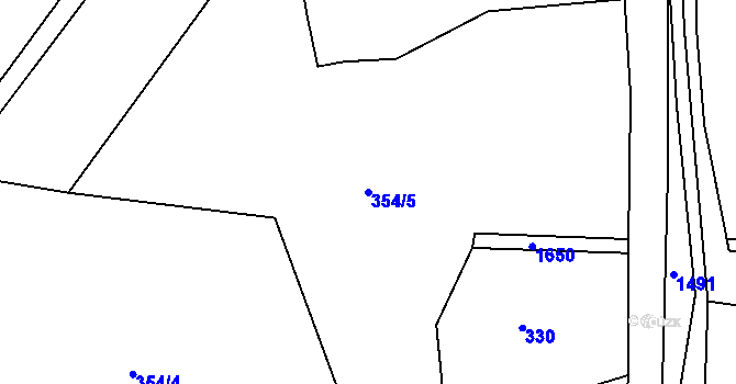 Parcela st. 354/5 v KÚ Rožmitál, Katastrální mapa