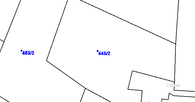 Parcela st. 445/2 v KÚ Rožmitál, Katastrální mapa