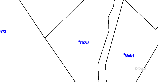 Parcela st. 707/2 v KÚ Rožmitál, Katastrální mapa