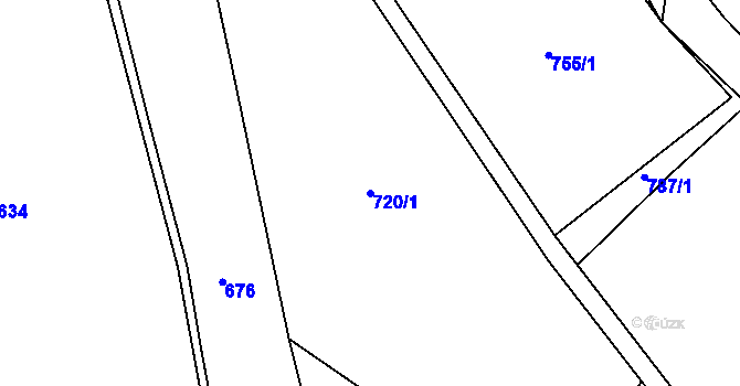 Parcela st. 720/1 v KÚ Rožmitál, Katastrální mapa