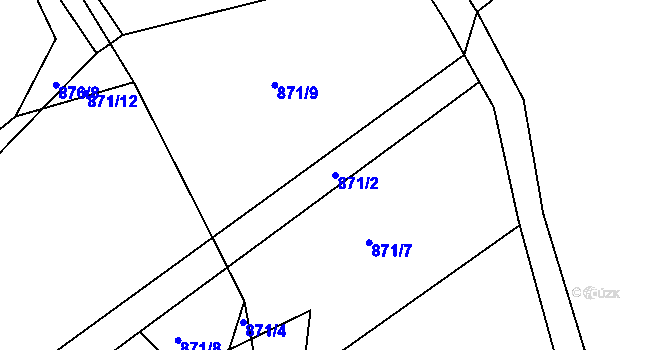 Parcela st. 871/2 v KÚ Rožmitál, Katastrální mapa