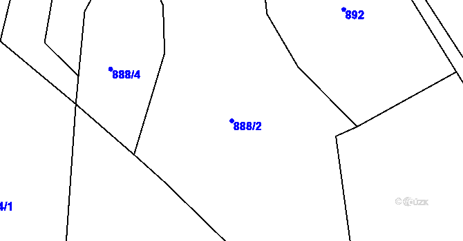 Parcela st. 888/2 v KÚ Rožmitál, Katastrální mapa