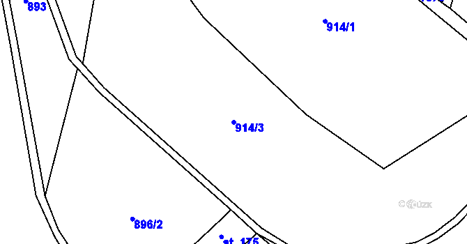 Parcela st. 914/3 v KÚ Rožmitál, Katastrální mapa