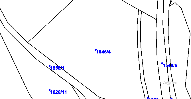 Parcela st. 1046/4 v KÚ Rožmitál, Katastrální mapa