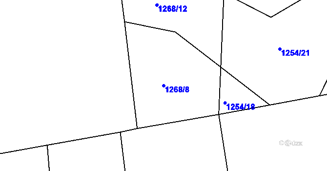 Parcela st. 1268/8 v KÚ Rožmitál, Katastrální mapa