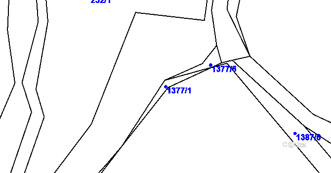 Parcela st. 1377/1 v KÚ Rožmitál, Katastrální mapa