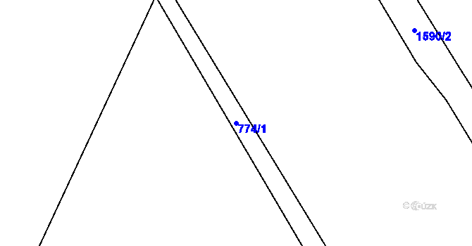 Parcela st. 774/1 v KÚ Rožmitál, Katastrální mapa