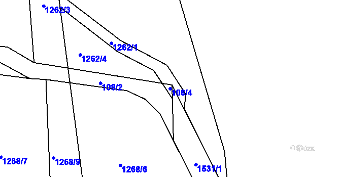 Parcela st. 108/4 v KÚ Rožmitál, Katastrální mapa
