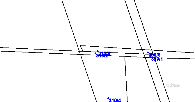 Parcela st. 310/5 v KÚ Rožmitál, Katastrální mapa