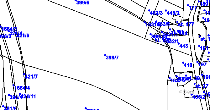 Parcela st. 399/7 v KÚ Rožmitál, Katastrální mapa