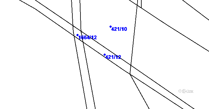 Parcela st. 421/12 v KÚ Rožmitál, Katastrální mapa