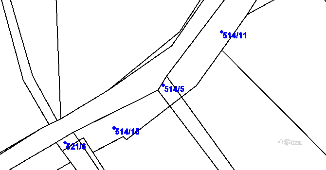 Parcela st. 514/5 v KÚ Rožmitál, Katastrální mapa