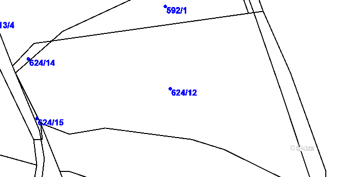 Parcela st. 624/12 v KÚ Rožmitál, Katastrální mapa