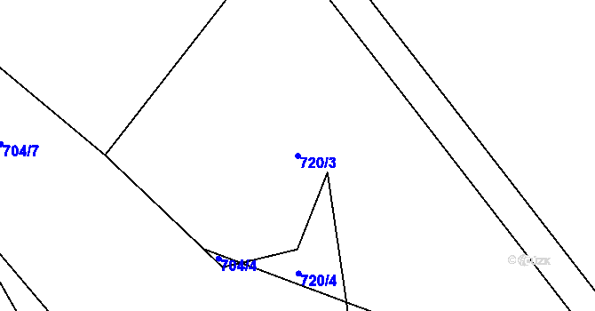 Parcela st. 720/3 v KÚ Rožmitál, Katastrální mapa