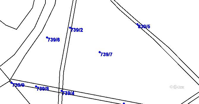 Parcela st. 739/7 v KÚ Rožmitál, Katastrální mapa