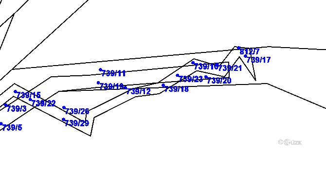 Parcela st. 739/18 v KÚ Rožmitál, Katastrální mapa