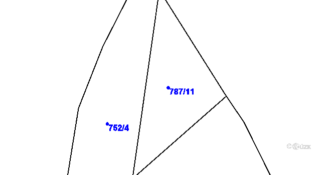 Parcela st. 787/11 v KÚ Rožmitál, Katastrální mapa