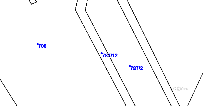 Parcela st. 787/12 v KÚ Rožmitál, Katastrální mapa