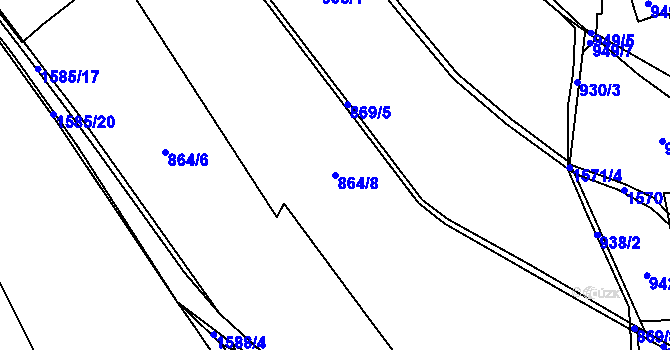 Parcela st. 864/8 v KÚ Rožmitál, Katastrální mapa