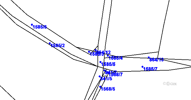Parcela st. 864/12 v KÚ Rožmitál, Katastrální mapa