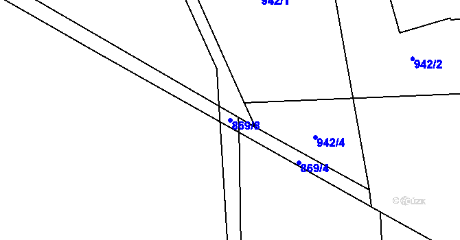 Parcela st. 869/8 v KÚ Rožmitál, Katastrální mapa