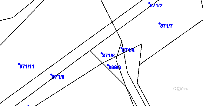 Parcela st. 871/8 v KÚ Rožmitál, Katastrální mapa