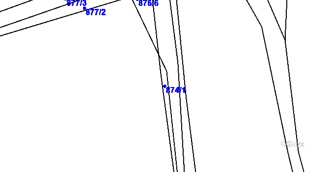 Parcela st. 874/1 v KÚ Rožmitál, Katastrální mapa
