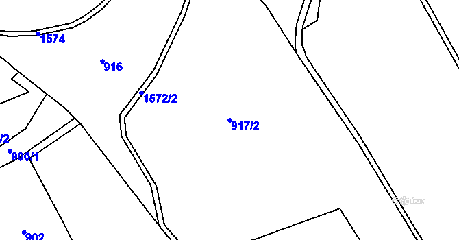 Parcela st. 917/2 v KÚ Rožmitál, Katastrální mapa