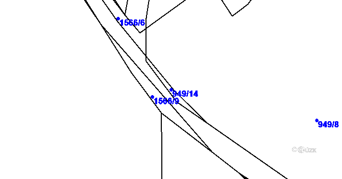 Parcela st. 949/14 v KÚ Rožmitál, Katastrální mapa