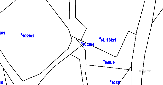 Parcela st. 1028/4 v KÚ Rožmitál, Katastrální mapa