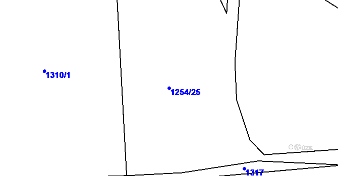 Parcela st. 1254/25 v KÚ Rožmitál, Katastrální mapa