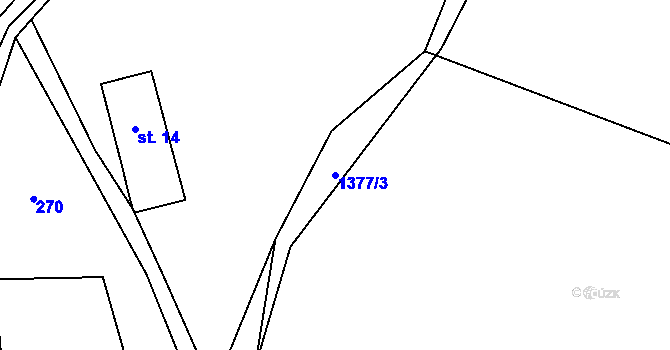 Parcela st. 1377/3 v KÚ Rožmitál, Katastrální mapa