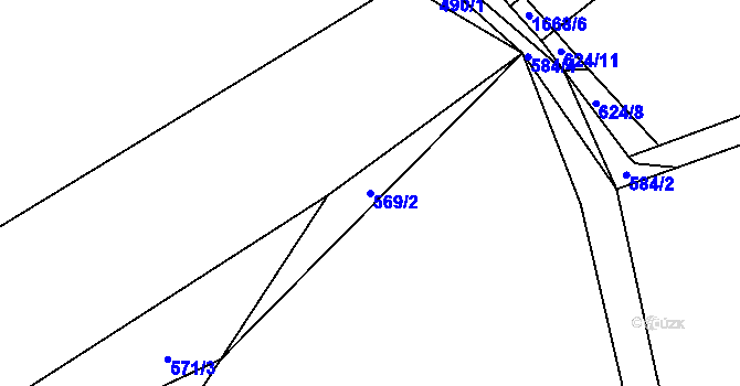 Parcela st. 569/2 v KÚ Rožmitál, Katastrální mapa