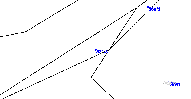Parcela st. 571/3 v KÚ Rožmitál, Katastrální mapa