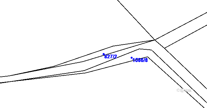 Parcela st. 827/2 v KÚ Rožmitál, Katastrální mapa