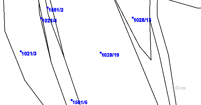 Parcela st. 1028/19 v KÚ Rožmitál, Katastrální mapa
