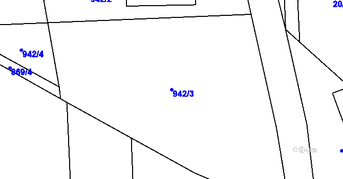 Parcela st. 942/3 v KÚ Rožmitál, Katastrální mapa