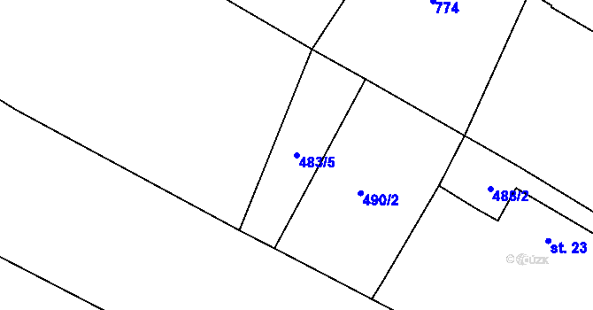 Parcela st. 483/5 v KÚ Broumova Lhota, Katastrální mapa