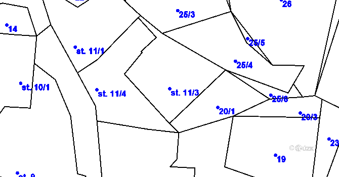 Parcela st. 11/3 v KÚ Broumova Lhota, Katastrální mapa