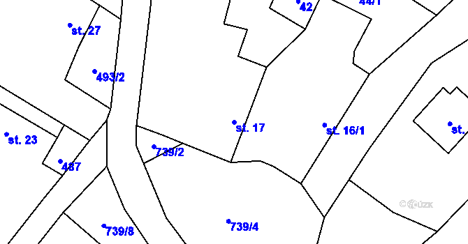 Parcela st. 17 v KÚ Broumova Lhota, Katastrální mapa