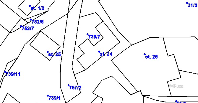 Parcela st. 24 v KÚ Broumova Lhota, Katastrální mapa