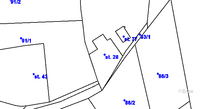 Parcela st. 28 v KÚ Broumova Lhota, Katastrální mapa