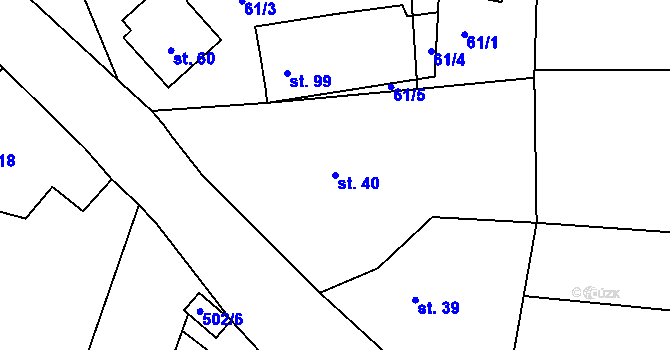 Parcela st. 40 v KÚ Broumova Lhota, Katastrální mapa